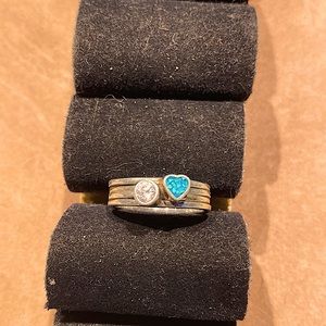 Beautiful minimalist sterling CZ and Turquoise Ring